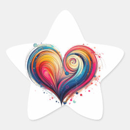 Abstrakt Heart Stjärnformat Klistermärke