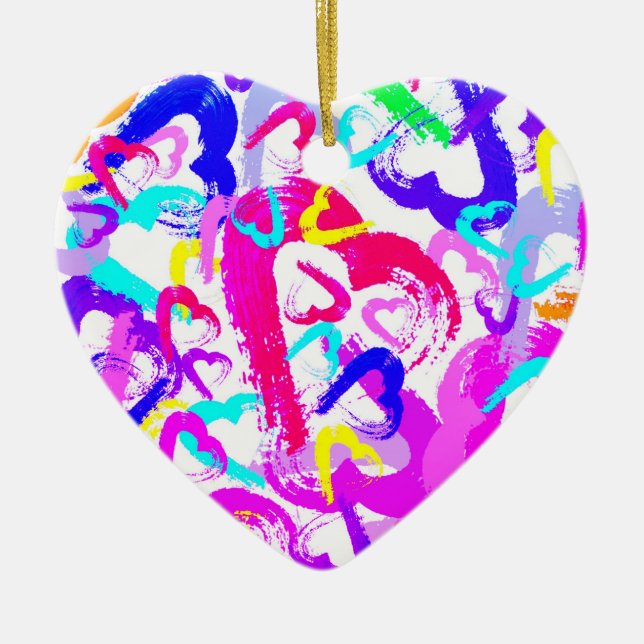 Abstrakt Hearts Ceramic jul Ornament (Framsidan)