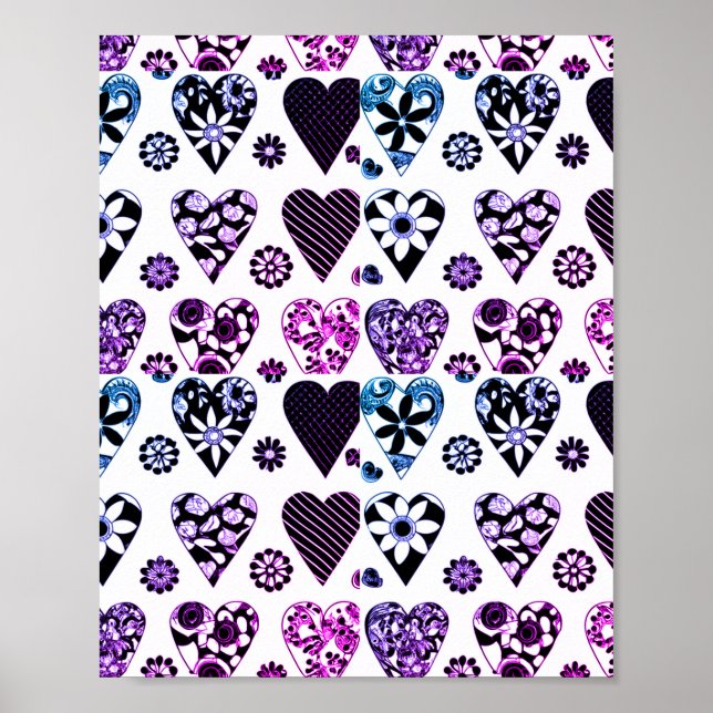 Abstrakt Hearts & Flowers Modern Färg Pop Poster (Framsidan)