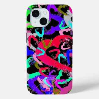 Abstrakt Hearts iPhone 15 Fodral