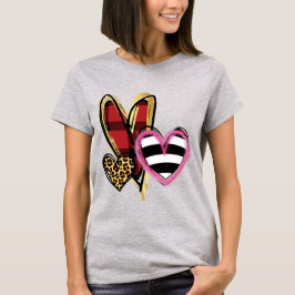 Abstrakt Hearts Red Play Cheetah Black Rand T Shirt
