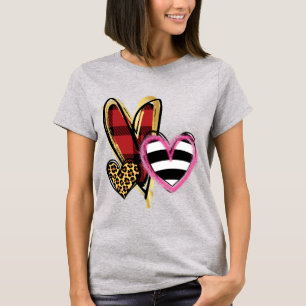 Abstrakt Hearts Red Play Cheetah Black Rand T Shirt