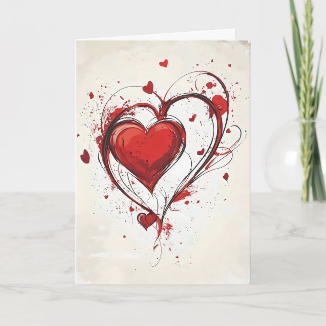 Abstrakt Heat Red Helgkort (Framsida)