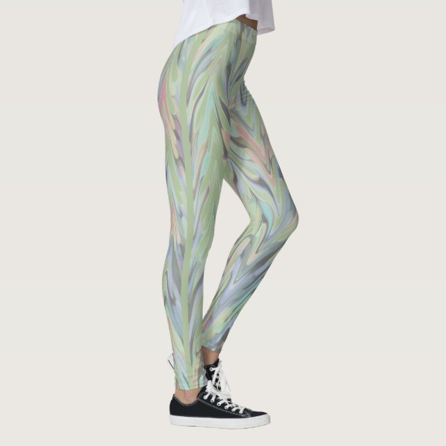 Abstrakt Herringbone - fern Leggings (Höger)