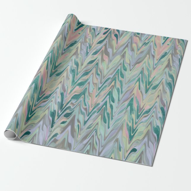 Abstrakt Herringbone - teal Presentpapper (Utrullad)