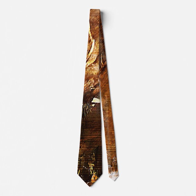 Abstrakt herrmode i jordton slips (Framsida)