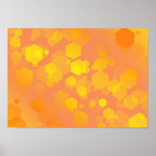 Abstrakt hexagonkonst - gula och orangea nyanser poster