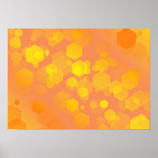 Abstrakt hexagonkonst - gula och orangea nyanser poster