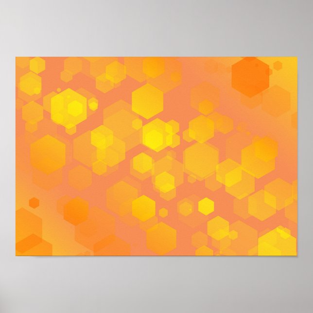 Abstrakt hexagonkonst - gula och orangea nyanser poster (Framsidan)
