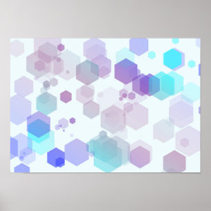 Abstrakt hexagonkonst - lila och blå nyanser poster