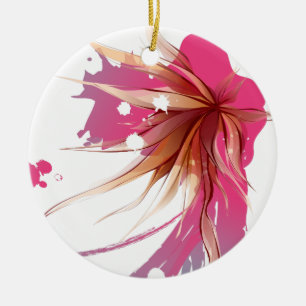 Abstrakt Hibiscus Flower Julgransprydnad Keramik