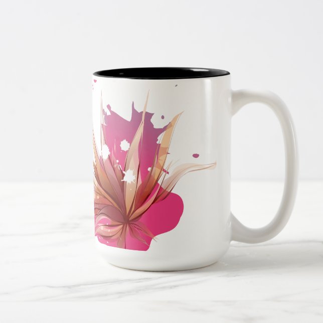 Abstrakt Hibiscus Flower Två-Tonad Mugg (Höger)