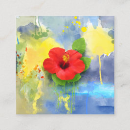 Abstrakt hibiskusblomma fyrkantigt visitkort