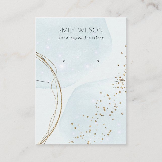 Abstrakt Himlar Blue Guld Necklace Earring Visning Visitkort (Framsida)