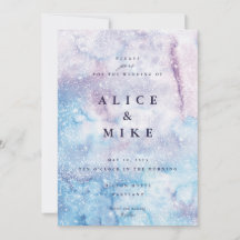 Abstrakt himmelblå och lila akvarellgalax Invi