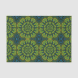 Abstrakt Hippie Grönt & Navy Blåa blommor Ethnic