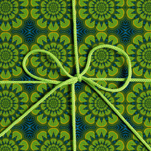 Abstrakt Hippie Grönt & Navy Blåa blommor Ethnic Presentpapper