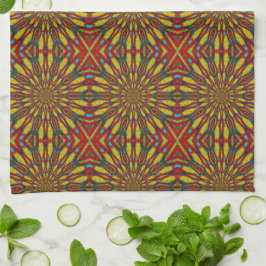 Abstrakt Hippie Red & Gult Blommigt Ethnic Tribal Kökshandduk