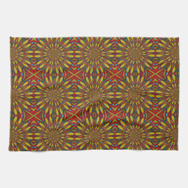 Abstrakt Hippie Red & Gult Blommigt Ethnic Tribal Kökshandduk