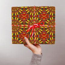Abstrakt Hippie Red & Gult Blommigt Ethnic Tribal