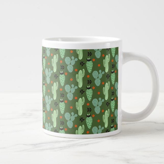 Abstrakt Hipster Cactus Desert Mönster Jumbo Mugg (Höger)