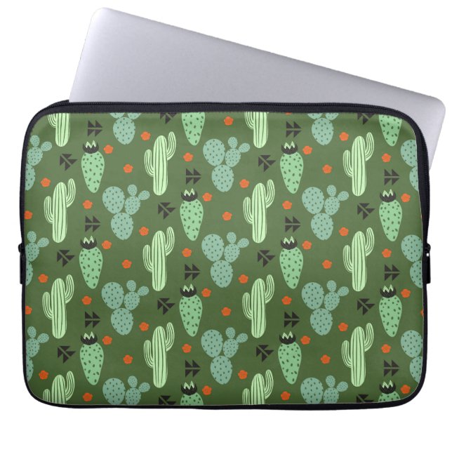 Abstrakt Hipster Cactus Desert Mönster Laptop Fodral (Framsidan)