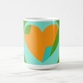 Abstrakt hjärta grön teal orange cirkel kaffemugg