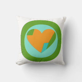 Abstrakt hjärta grönt teal orange cirkel kudde