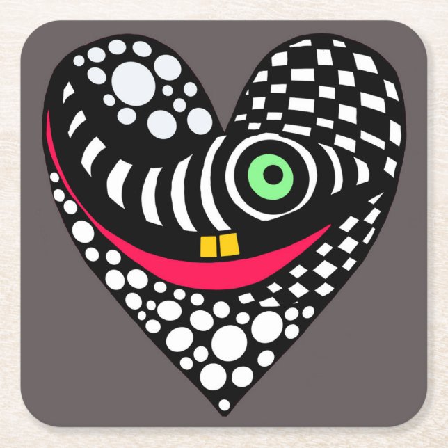 Abstrakt hjärta på grått underlägg papper kvadrat (Framsidan)