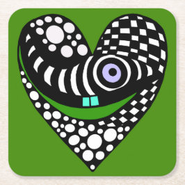 Abstrakt hjärta på grönt underlägg papper kvadrat