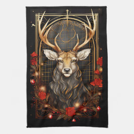 Abstrakt Hjort Stag Modern Antlers frisk andedräkt Kökshandduk