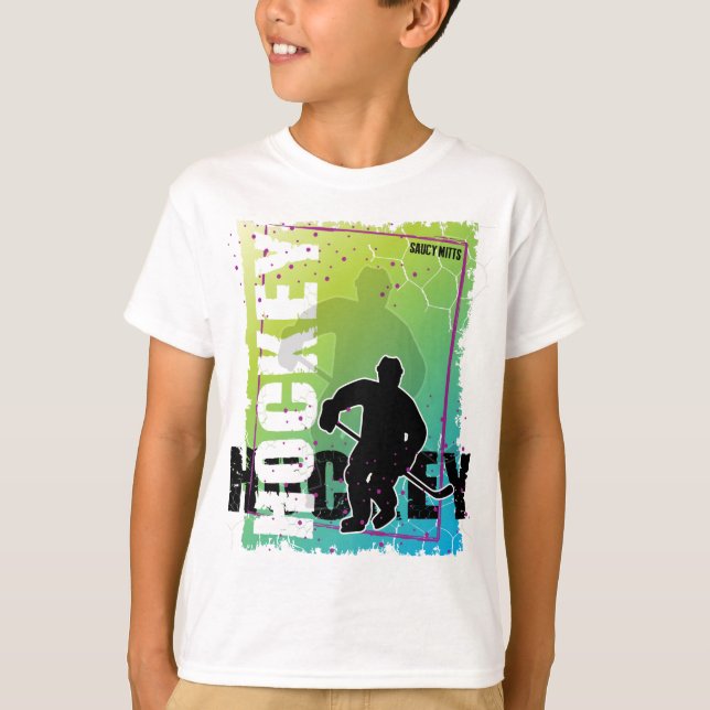 Abstrakt Hockey (pojk) Player T-shirt (Framsida)