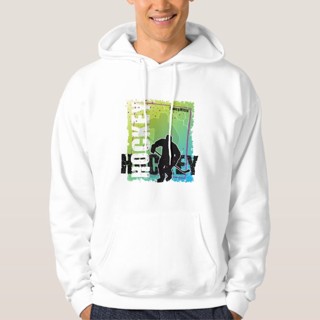 Abstrakt hockeyspelare (manlign) hoodie (Framsida)