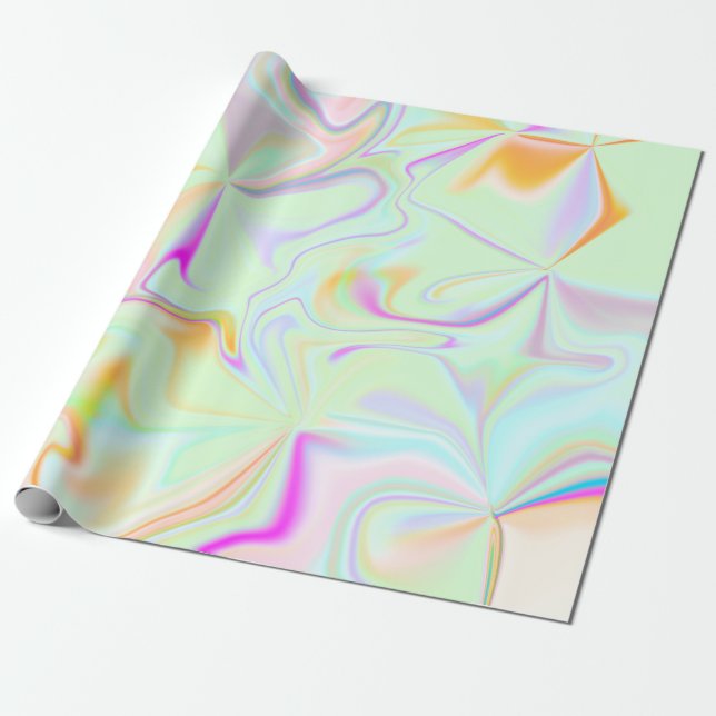 Abstrakt hologram falskt färgglatt mönster presentpapper (Utrullad)