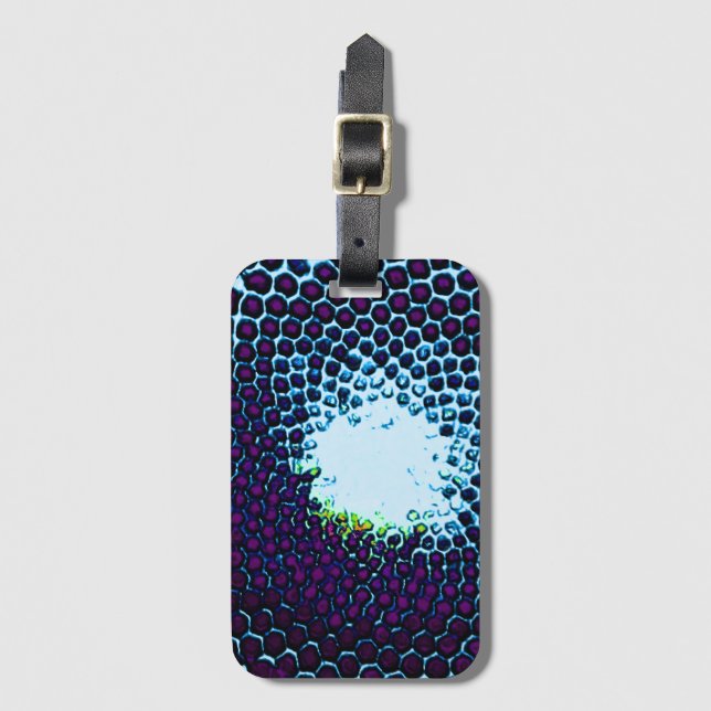 Abstrakt Honeycomb Design blue och lila Bagagebricka (Framsida vertikal)