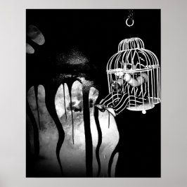 Abstrakt Horror art - baby doll i bur Poster