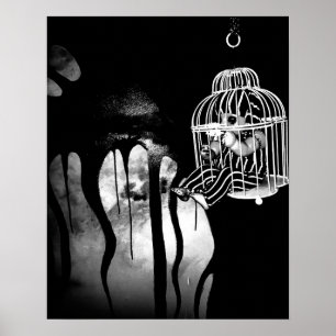 Abstrakt Horror art - baby doll i bur Poster
