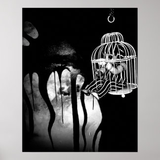 Abstrakt Horror art - baby doll i bur Poster