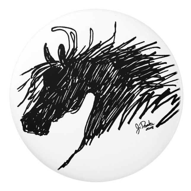 Abstrakt Horse Head art Knopp (Framsidan)
