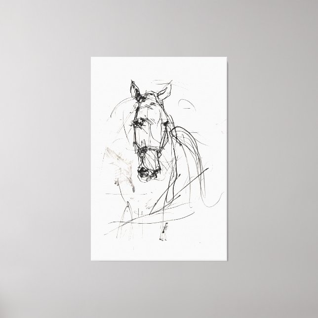 Abstrakt Horse Porträtt Sketch - Premium Canvastryck (Framsida)
