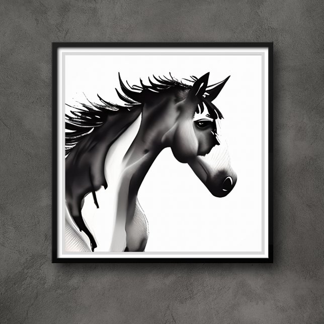 Abstrakt Horse | Svartvit Poster (Skapare uppladdad)