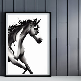 Abstrakt Horse | Svartvit Poster