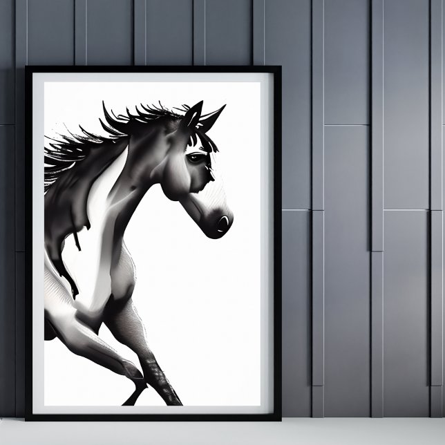 Abstrakt Horse | Svartvit Poster (Skapare uppladdad)