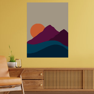Abstrakt höst höstlandskap berg landskap solnedgån poster