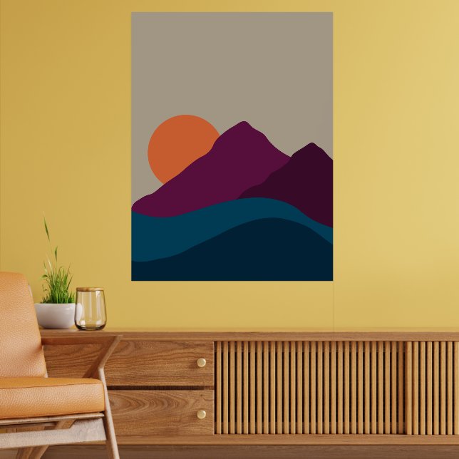 Abstrakt höst höstlandskap berg landskap solnedgån poster (Vardagsrum 2)