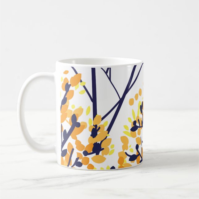 Abstrakt Hösten Träd Modern Mönster Kaffemugg (Vänster)
