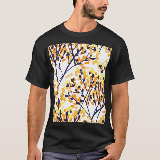 Abstrakt Hösten Träd Modern Mönster T Shirt (Framsida)