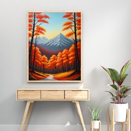 Abstrakt Hösten Träd, skogsbruk Landcape Oil Paint Poster