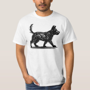 Abstrakt Hund Linje Konst Minimalistisk Klotter H T Shirt