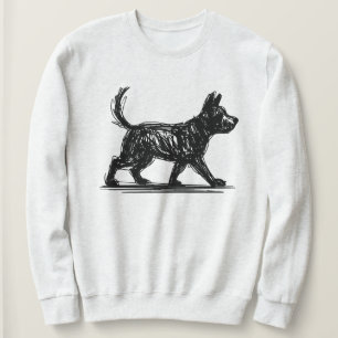 Abstrakt Hund Linje Konst  Minimalistisk Klotter H T Shirt